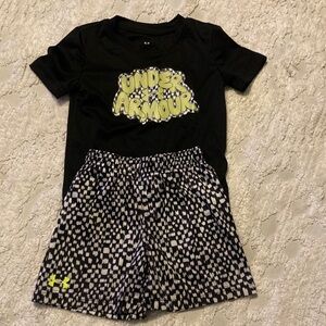 Under Armour Black Tee and Patterned Shorts Set